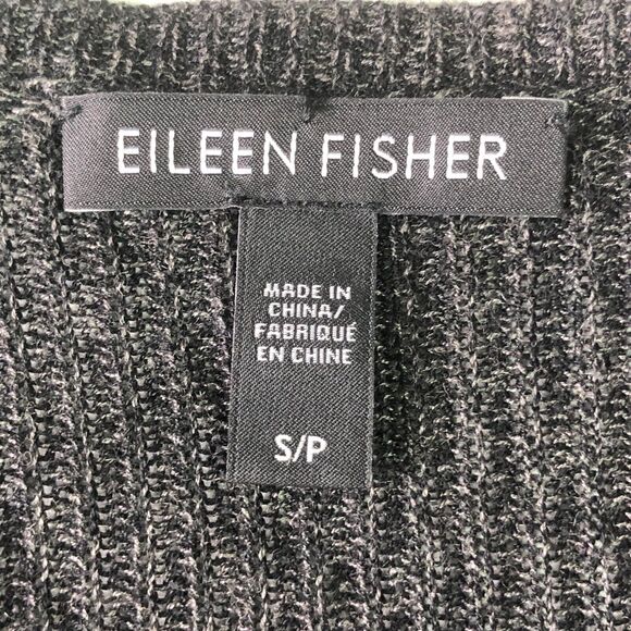 Eileen Fisher Sz S Gray Tencel Merino Wool Open Knit Sweater High Low Long Line - Picture 5 of 9